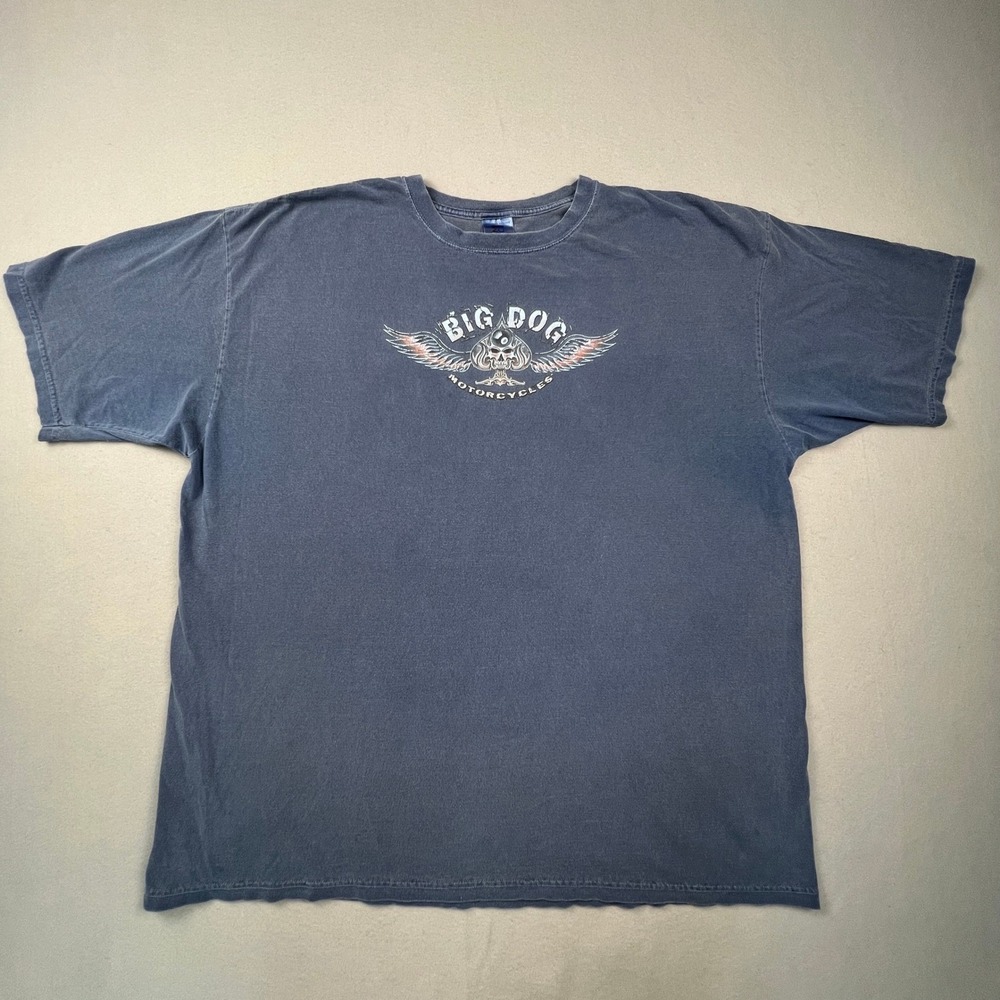 Big Dog Motorcycles T-Shirt Mens XXL Blue Skull 8-Ball Greensboro NC Biker Tee - Picture 4 of 14